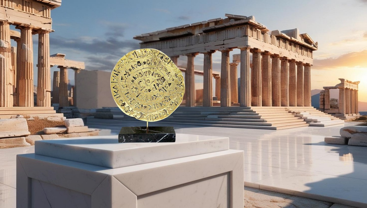 Phaistos Disk on Marble Base – An Ancient Mystery for Your Space