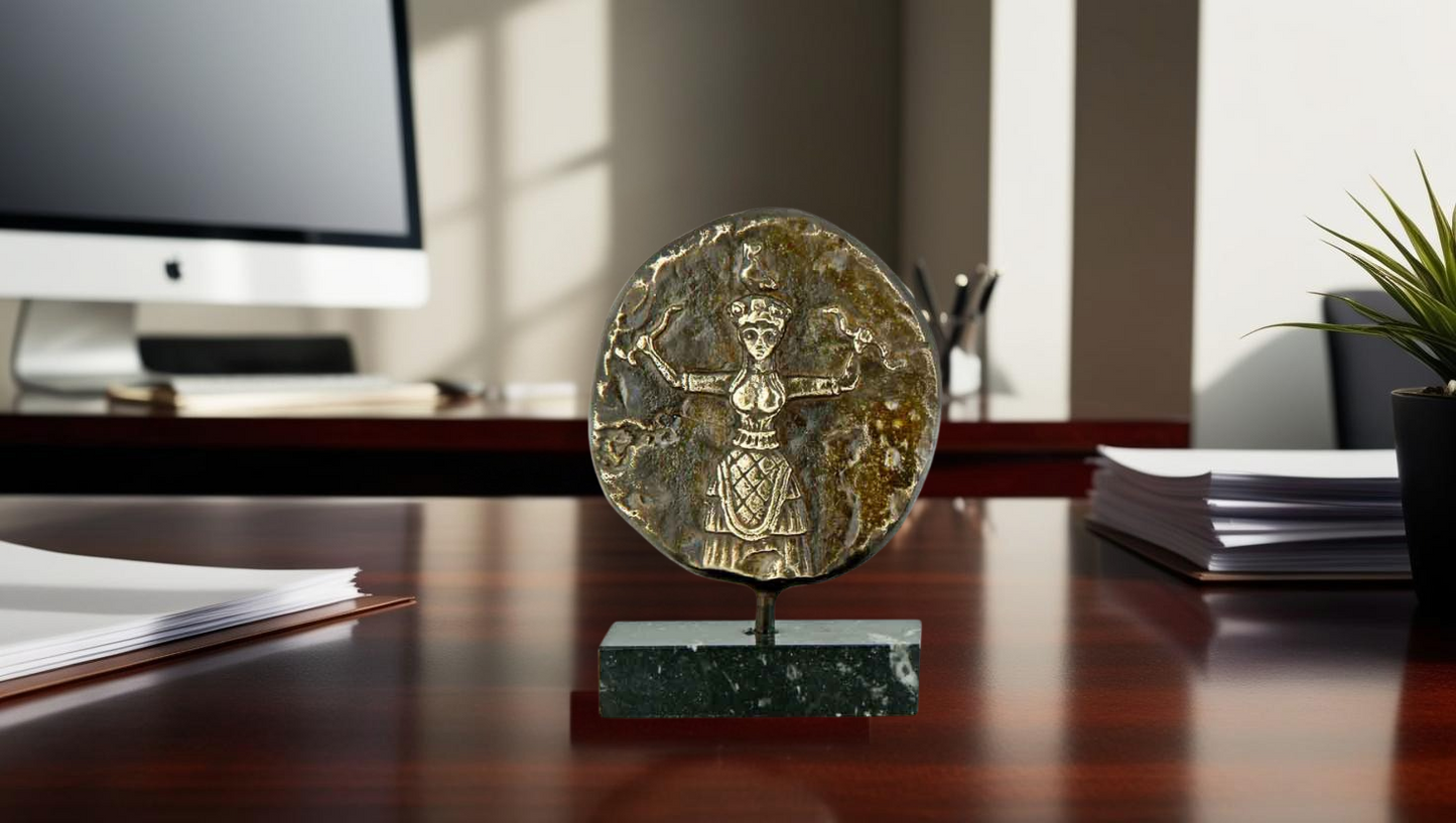 Goddess with Snakes, Brass