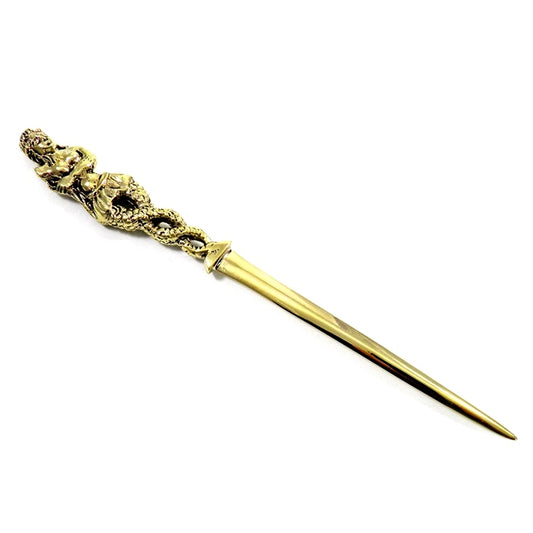 Brass  Letter Opener with Enigmatic Engraved Mermaid – A Mythic Talisman